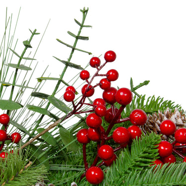 Holly Berries and Snowy Pinecones Artificial Christmas Wreath - 24-Inch, Unlit